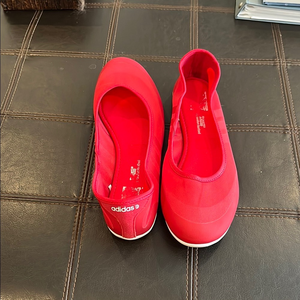 Adidas Vibrant Red Slip-On mesh ballet flats